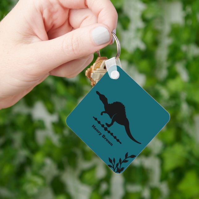 Spinosaurus Dinosaur Silhouette Keychain (Hand)