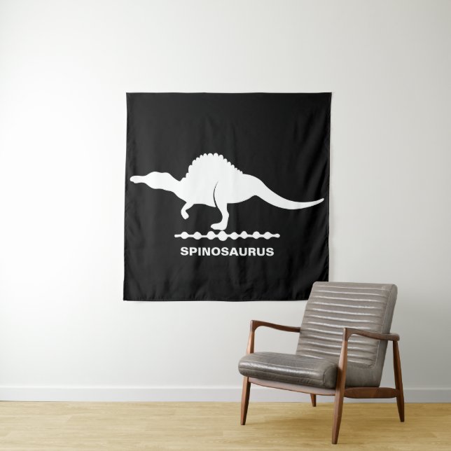 Spinosaurus Dinosaur Silhouette Tapestry (In Situ)