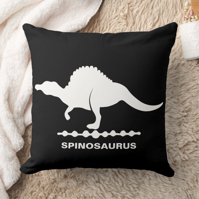 Spinosaurus Dinosaur Silhouette Throw Pillow (Blanket)