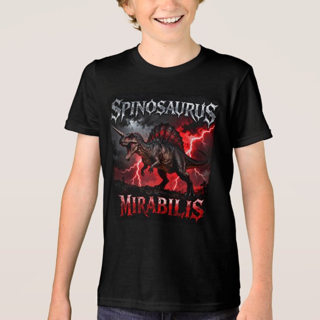 Spinosaurus Mirabilis - Unicorn Dinosaur - Tri-Blend Shirt (Front)