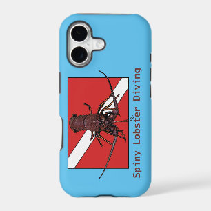 Spiny Lobster Diving with Diver Down Flag URM