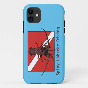 Spiny Lobster Diving with Diver Down Flag URM Case-Mate iPhone Case