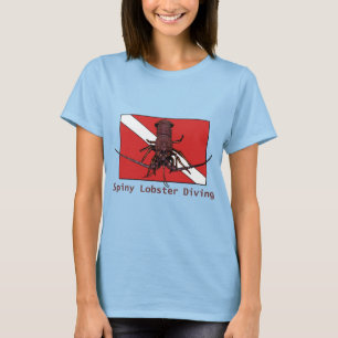 Spiny Lobster Diving with Diver Down Flag URM T-Shirt