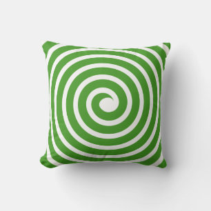 Spiral - Avocado Green on White Cushion