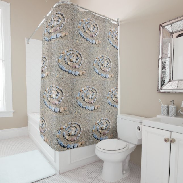 Spiral Beach Art Shower Curtain (In Situ)