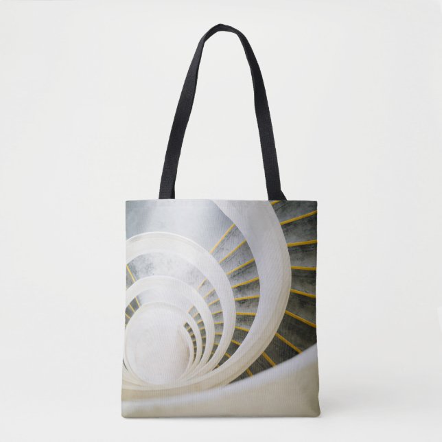 Spiral black and white stairs tote bag (Front)