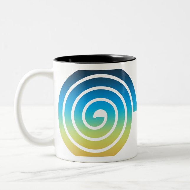 SPIRAL BLUE AND GREEN Two-Tone COFFEE MUG (Left)