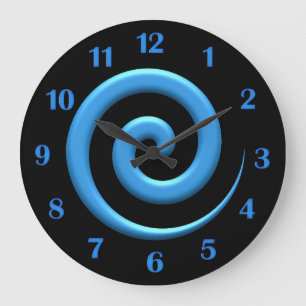 Spiral Blue with Blue Numbers Wall Clock
