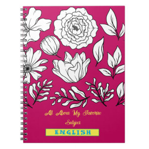 Spiral Botanical Notebook/pink Note Book