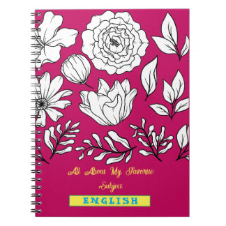 Spiral Botanical Notebook/pink Note Book 