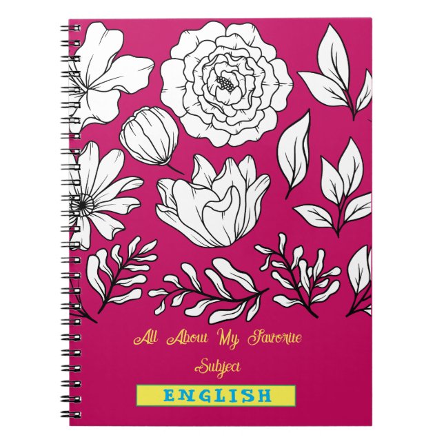Spiral Botanical Notebook/pink Note Book  (Front)