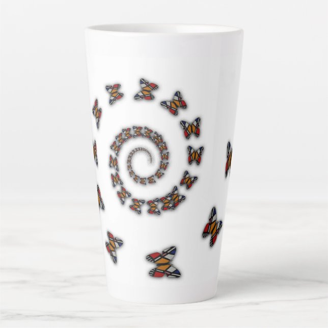 Spiral Butterflies Latte Mug (Front)