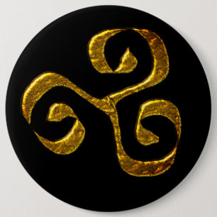 Spiral Celtic symbol gold metallic 6 Cm Round Badge