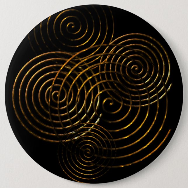 Spiral Celtic symbol gold metallic 6 Cm Round Badge (Front)