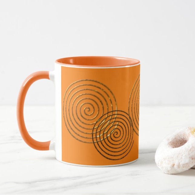Spiral Celtic symbol gold metallic Mug (With Donut)