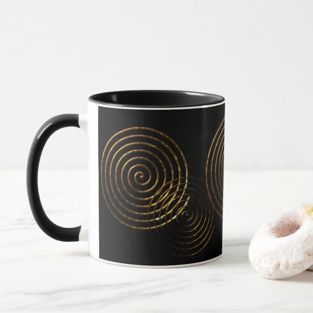 Spiral Celtic symbol gold metallic Mug (With Donut)