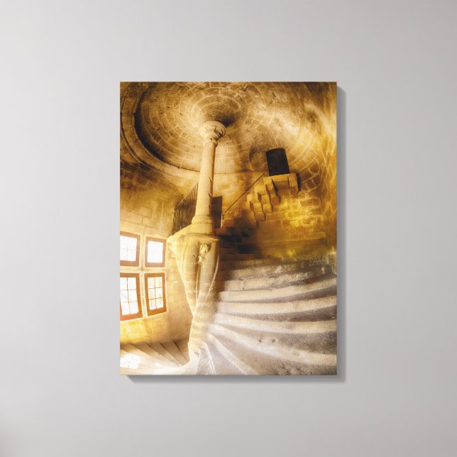 Spiral Chateau Staircase, France Canvas Print (Front)