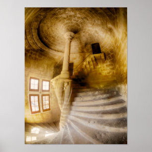 Spiral Chateau Staircase, France Poster