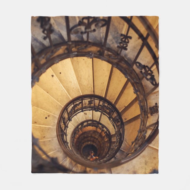 Spiral circle stairs staircase old buildingstairs, fleece blanket (Front)