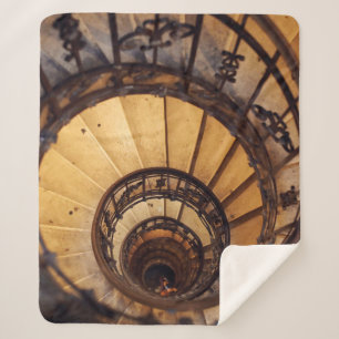 Spiral circle stairs staircase old buildingstairs, sherpa blanket