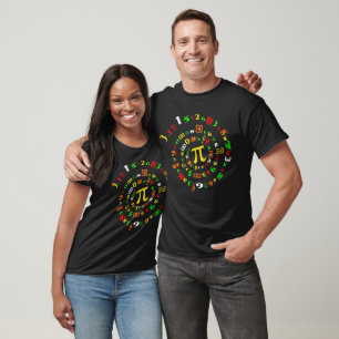 Spiral Colour Pi Numbers Funny Geek Math T-Shirt