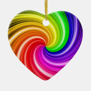Spiral Colourful Tie Dye Rainbow Swirl Art Pattern Ceramic Tree Decoration