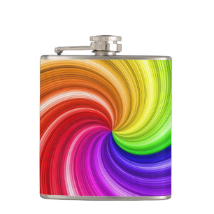 Spiral Colourful Tie Dye Rainbow Swirl Art Pattern Hip Flask
