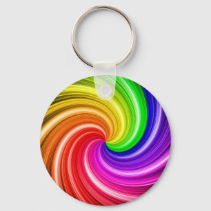 Spiral Colourful Tie Dye Rainbow Swirl Art Pattern Key Ring