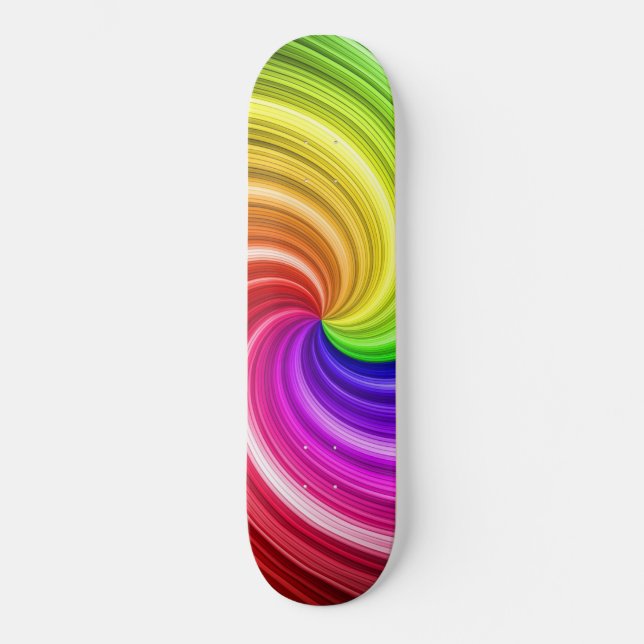 Spiral Colourful Tie Dye Rainbow Swirl Art Pattern Skateboard (Front)