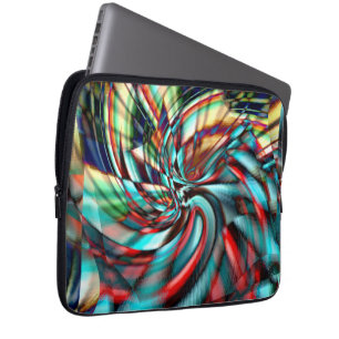 Spiral emerging from an slanted square, soft shiny laptop sleeve