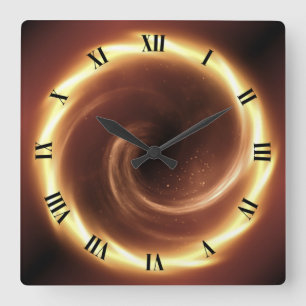 Spiral Fire Vortex ~ Time Portal ~Time Machine ~  Square Wall Clock