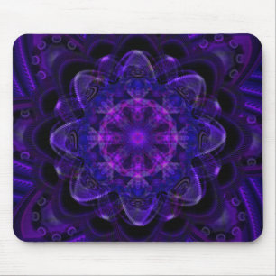 Spiral Flower Fractal Dark Purple UV Pixel Mouse Pad