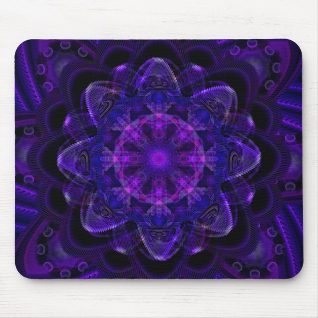 Spiral Flower Fractal Dark Purple UV Pixel Mouse Pad (Front)