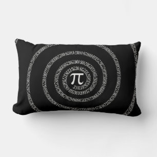 Spiral for Pi Digits on Black Lumbar Cushion
