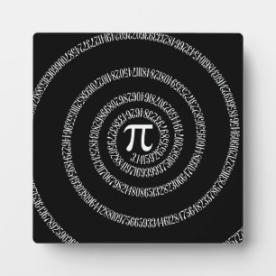 Spiral for Pi on Black Style Plaque