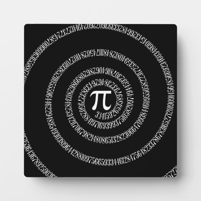 Spiral for Pi on Black Style Plaque (Front)