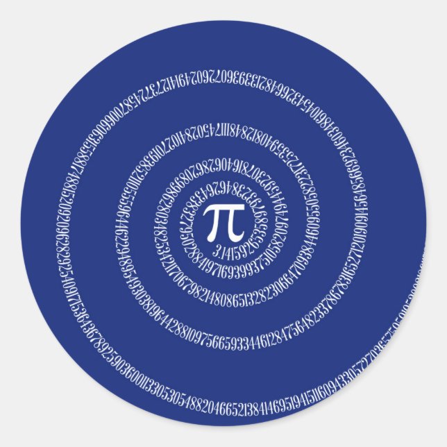 Spiral for Pi on Navy Blue Decor Classic Round Sticker (Front)