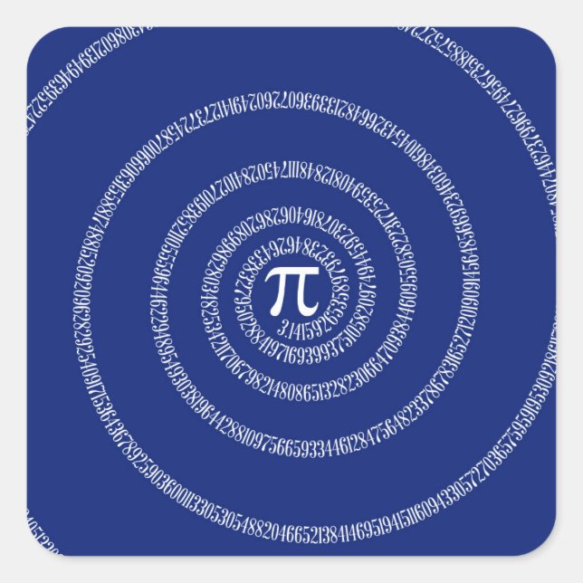 Spiral for Pi on Navy Blue Decor Square Sticker (Front)