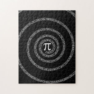 Spiral for Pi on Solid Black Jigsaw Puzzle