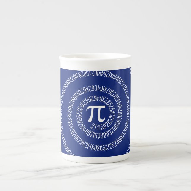 Spiral for Pi Typography on Blue Bone China Mug (Front)