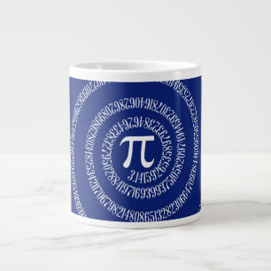 Spiral for Pi Typography on Blue Large Coffee Mug