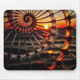 Spiral Fractal Before Ocean Sunset Mouse Pad