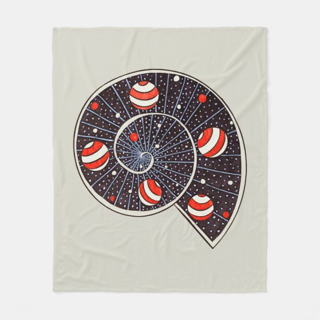 Spiral Galaxy Beach Ball Planets Funny Astronomy Fleece Blanket (Front)