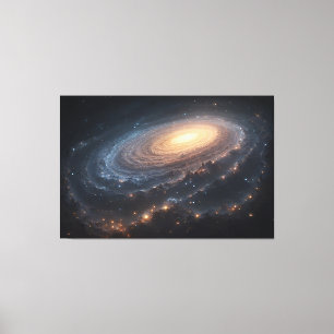 Spiral Galaxy in Deep Space with Glowing Core Canvas Print