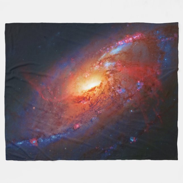 Spiral Galaxy M106 in Canes Venatici Fleece Blanket (Front (Horizontal))