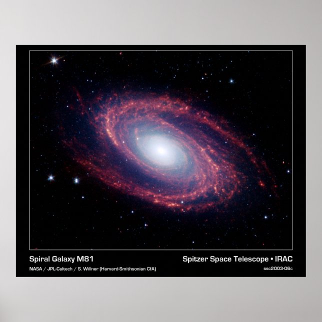 Spiral Galaxy M81 – Spitzer Space Telescope Poster (Front)