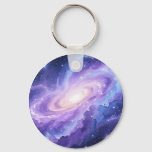 Spiral Galaxy Nebula Purple Cosmic Swirl Key Ring