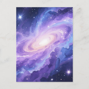 Spiral Galaxy Nebula Purple Cosmic Swirl Postcard