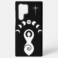 Spiral Goddess Moon Phases Black & White Monogram