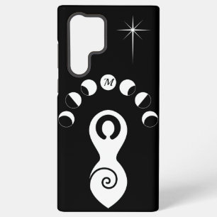 Spiral Goddess Moon Phases Black & White Monogram Samsung Galaxy Case